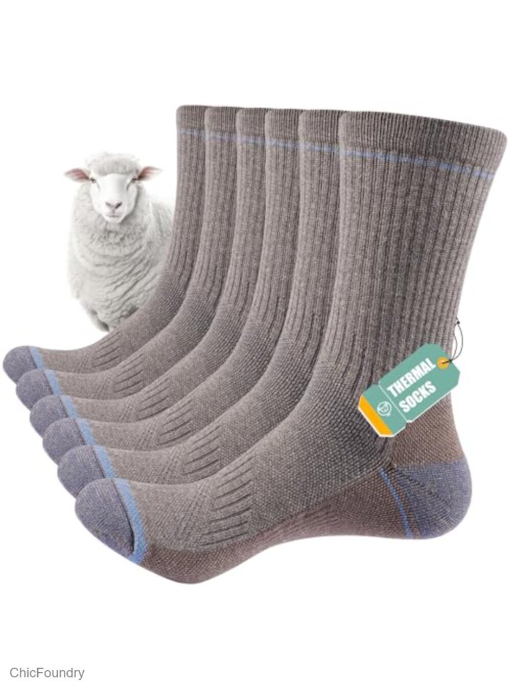 Merino Wool Hiking Socks Thermal Crew Cushioned 3 Pairs